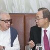 Secretary-General Ban Ki-moon (right) with Joint Special Representative for Syria Lakhdar Brahimi at breakfast in St. Petersburg, Russian Federation.