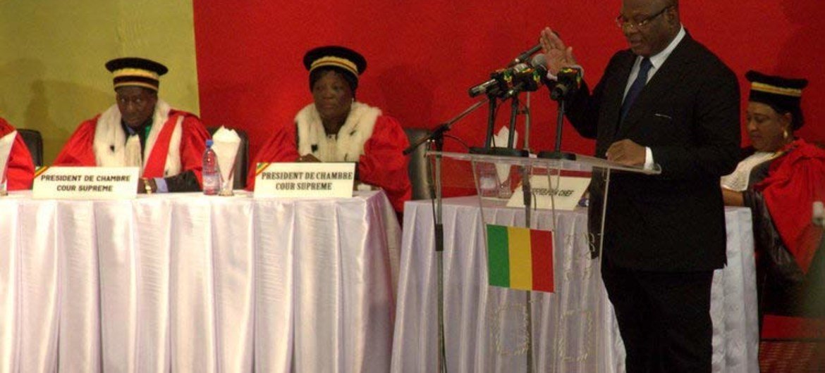 President Ibrahim Boubacar Keita of Mali takes the oath of office.