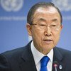 Secretary-General Ban Ki-moon addresses journalists at United Nations Headquarters.