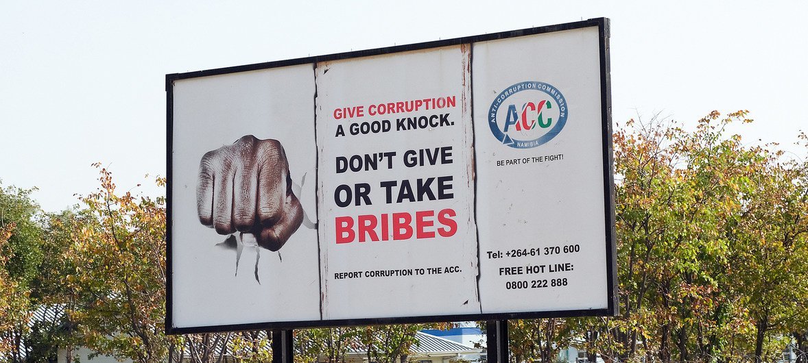 Anti-corruption sign in Namibia.