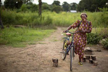 Sister Angélique Namaika is a familiar sight on her bicycle, which she uses to visit the girls she helps in Dungu and nearby villages in the Democratic Republic of the Congo (DRC).