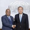 Secretary-General Ban Ki-moon (right) meets with President Christopher J. Loeak of the Republic of the Marshall Islands.