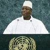 冈比亚前总统亚希亚·贾梅（Yahya Jammeh）2013年9月在联大发言。联合国图片/Amanda Voisard