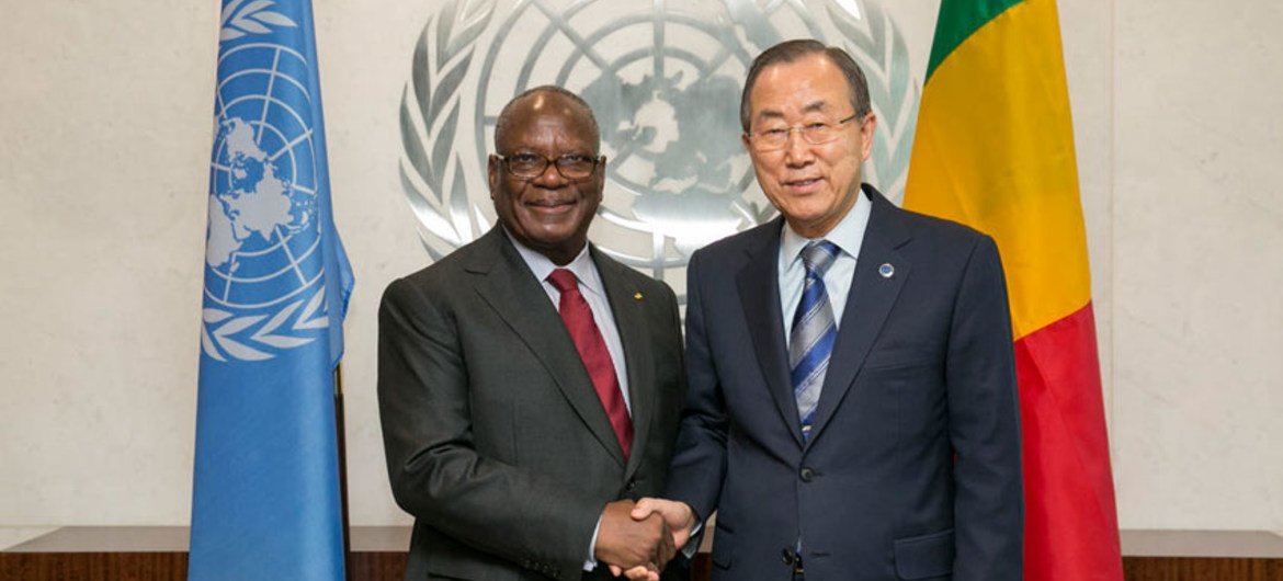 Secretary-General Ban Ki-moon meets with President Ibrahim Boubacar Keita at UN Headquarters.