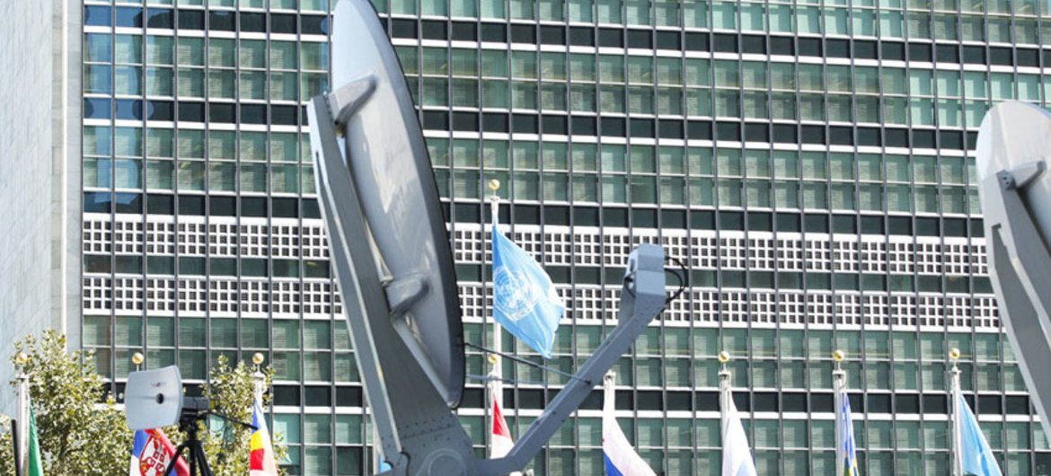News satellite trucks line the UN complex as the annual general debate continues. UN/JC McIlwaine