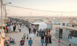 A scene from the crowded Za'atri refugee camp in Jordan hosting many Syrian refugees.