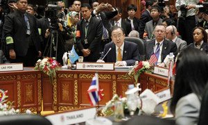 Secretary-General Ban Ki-moon addresses the ASEAN-UN Summit in Bandar Seri Begawan, Brunei Darussalam.