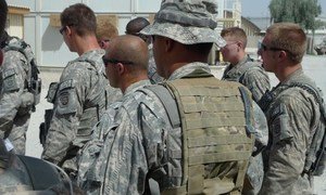 Des troupes de la Force internationale d'assistance à la sécurité (FIAS) à Kandahar, en Afghanistan.