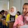 Des fillettes en classe à Za’atari, en Jordanie, le second plus grand camp de réfugiés du monde.