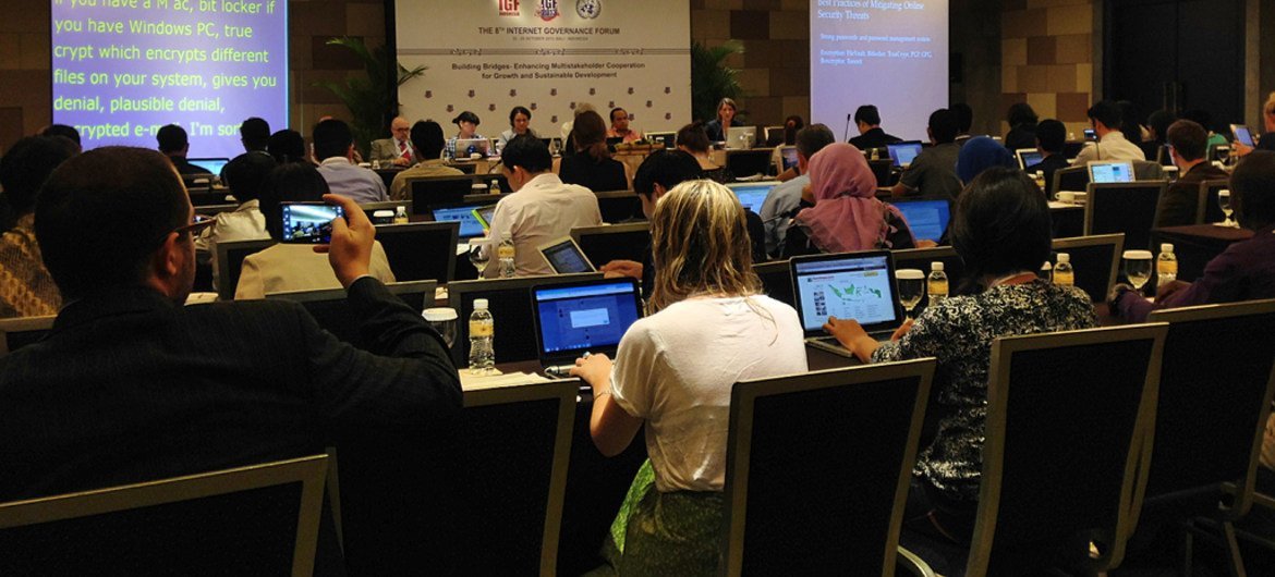Participants at the Internet Governance Forum, known as the IGF, in Bali, Indonesia.