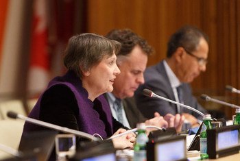 UN Development Programme (UNDP) Administrator Helen Clark (left) speaks at the launch of the 2013 Latin America Human Development Report.
