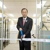 Secretary-General Ban Ki-moon cuts a ribbon to launch the Accessibility Centre at UN Headquarters. :