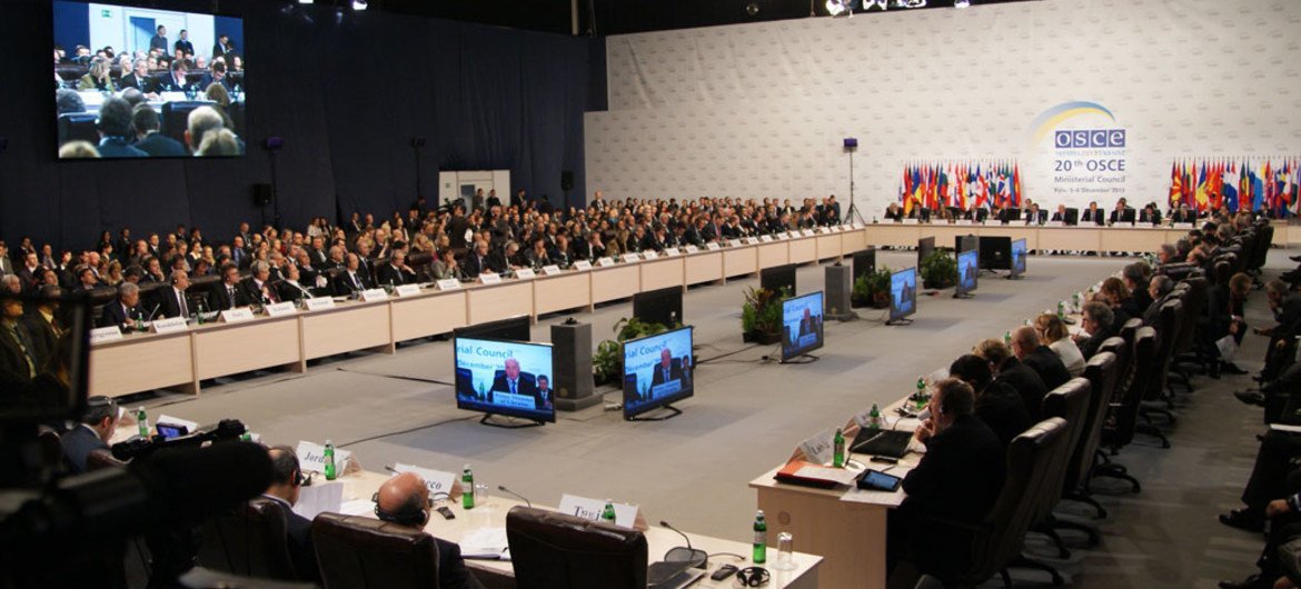 The main plenary room of the OSCE Ministerial Council in Kiev, Ukraine, on 5 December 2013.