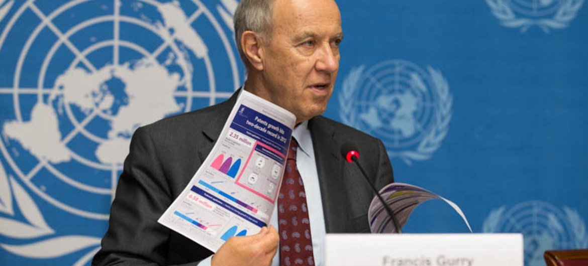 المدير العام للويبو فرانسس غري في إطلاق التقرير السنوي للوكالة. المصدر: المنظمة العالمية للملكية الفكرية