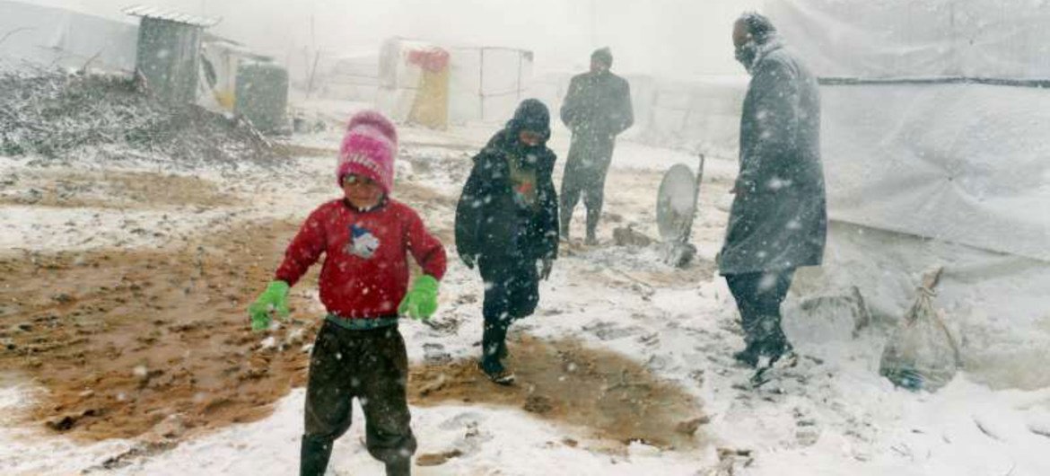 Snowfall in the Bekaa Valley, the region in eastern Lebanon most affected by a massive winter storm which struck on 10 December 2013.