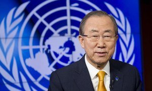 Secretary-General Ban Ki-moon records a message for the people of the Central African Republic (CAR).