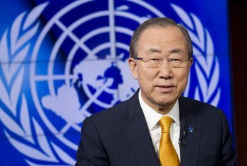 Secretary-General Ban Ki-moon records a message for the people of the Central African Republic (CAR).