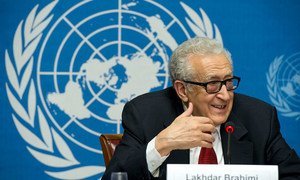 Joint UN-Arab League envoy Lakhdar Brahimi holds press conference in Geneva.
