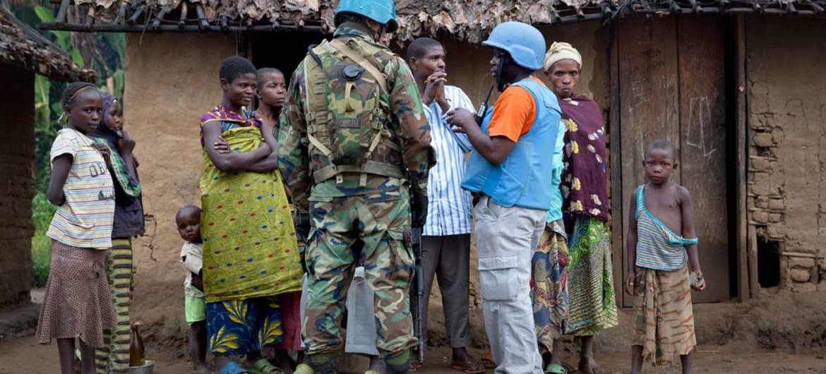 Peacekeepers serving with the UN Organization Stabilization Mission in the Democratic Republic of the Congo (MONUSCO) on patrol.