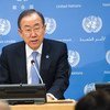 Secretary Geneneral Ban Ki-moon briefs the press at UN Headquarters. :