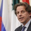 Special Representative for Mali Bert Koenders briefs the media following a meeting with the Security Council.