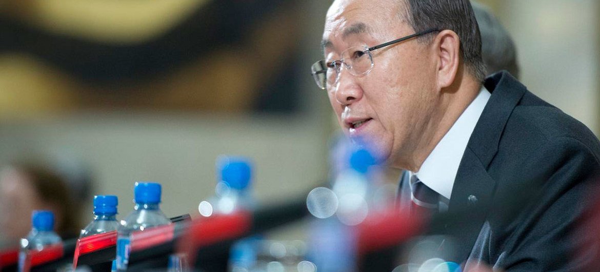Secretary-General Ban Ki-moon addresses the first plenary session the 2014 session of the Conference of Disarmement in Geneva.