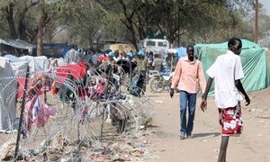 South Sudanese fleeing fighting, find refuge inside the UNMISS compound in Bor, Jonglei state.