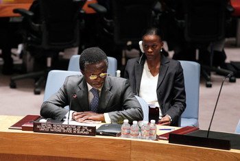 Special Representative of the Secretary-General and Head of the UN Office in Burundi (BNUB) Parfait Onanga-Anyanga briefs the Security Council.