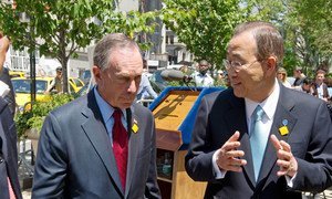 Secretary-General Ban Ki-moon (right) and former New York City Mayor Michael Bloomberg.