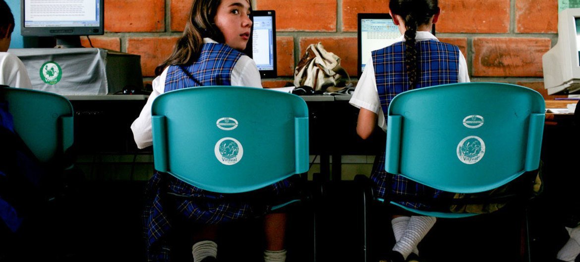 A computer class at San Jose, a rural secondary school in La Ceja del Tambo, Antioquia, Colombia.