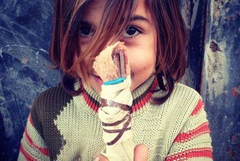 Meet Aya, a young Syrian refugee who carries this homemade doll with her everywhere she goes. Hundreds of Syrian children like Aya become refugees every day.