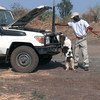 Sniffer dog in South Sudan.