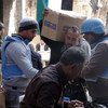 Distribución de ayuda humanitaria en Yarmouk  Foto:UNRWA/Dejan Jasnic