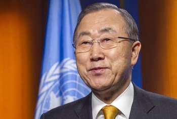 Secretary General Ban Ki-moon records a video message for the people of the Central African Republic (CAR).