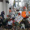 A makeshift memorial to those killed and injured during recent demonstrations in Kiev, Ukraine. (February 2014).