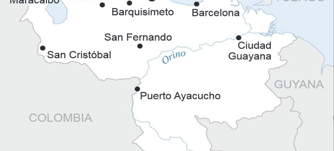 Mapa de Venezuela. Fuente: OCHA/ReliefWeb