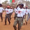 Members of Burundi’s ruling party youth wing march at a rally in September 2012.