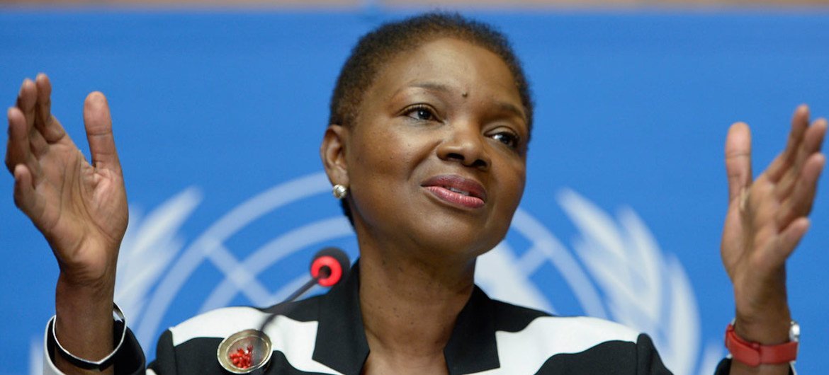 Under-Secretary-General for Humanitarian Affairs Valerie Amos holds press conference in Geneva.