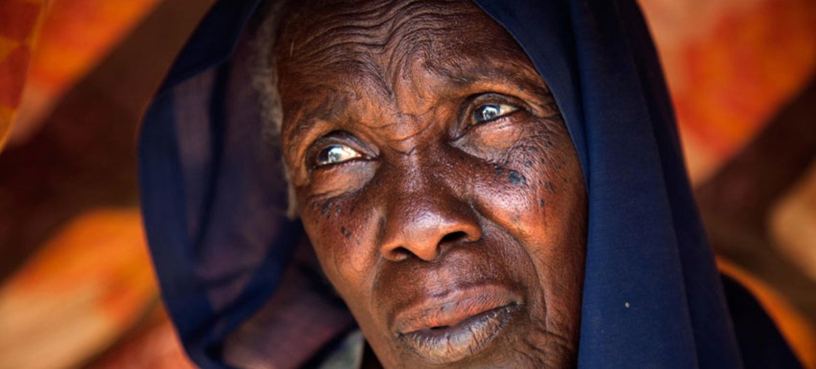 Fatima Abdala, from Barakutili, South Darfur, rests in her small shelter in the Kalma IDP camp near Nyala, South Darfur.