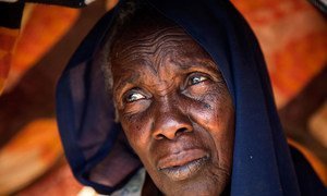 Fatima Abdala, from Barakutili, South Darfur, rests in her small shelter in the Kalma IDP camp near Nyala, South Darfur.