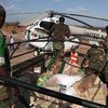 Food, water and other non–combat supplies being offloaded for troops of the Somali National Army battling insurgents alongside the African Union Mission in Somalia. Source: UNIFEED