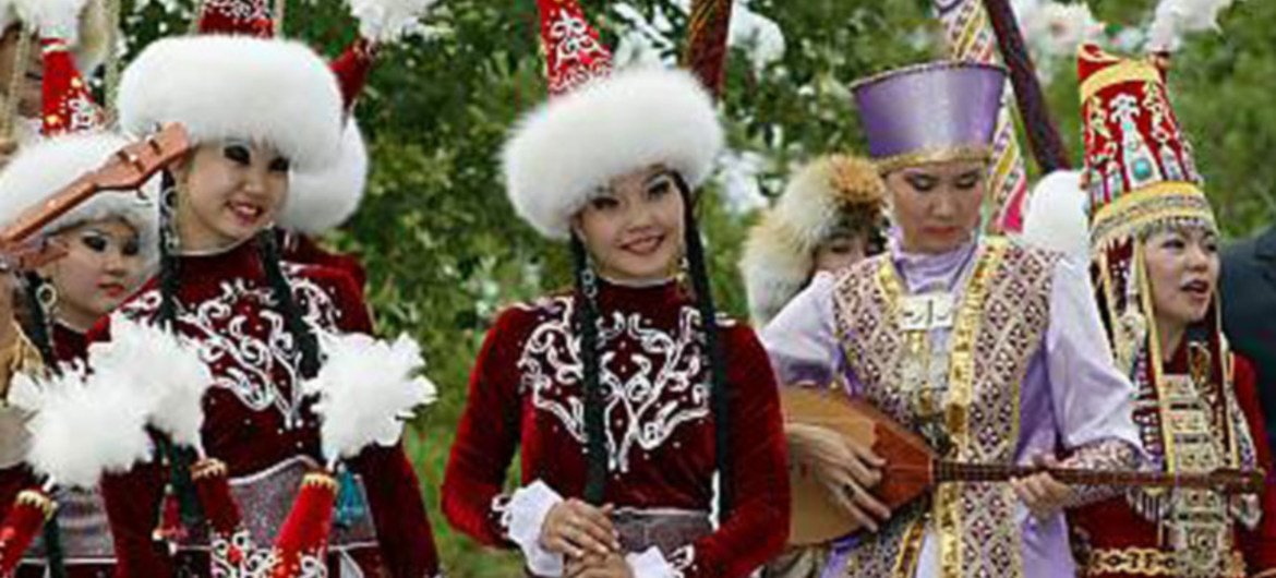 A choir singing traditional melodies during a festivity celebrating Nowruz In Tajikistan.