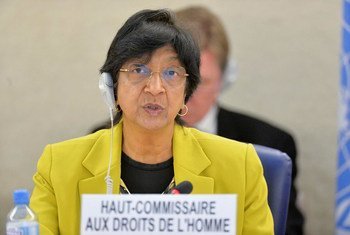 High Commissionner for Human Rights Navi Pillay addresses  the 25th session of the Human Rights Council in Geneva.