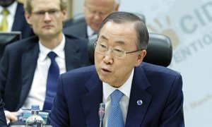 Secretary-General Ban Ki-moon addresses the International Conference for the Prevention of Genocide, being held in Brussels