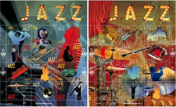 Timbres des Nations Unies commémorant la Journée Internationale du Jazz