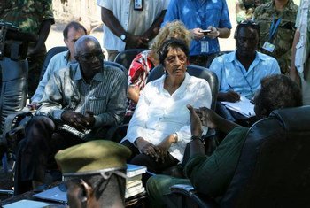 UN Human Rights Chief Navi Pillay (center) and UN Special Adviser for the Prevention of Genocide Adama Dieng in South Sudan.