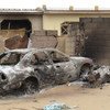 السيارة التي احترقت خلال حملة ضد بوكو حرام. تصوير: أمينو أبو بكر / إيرين