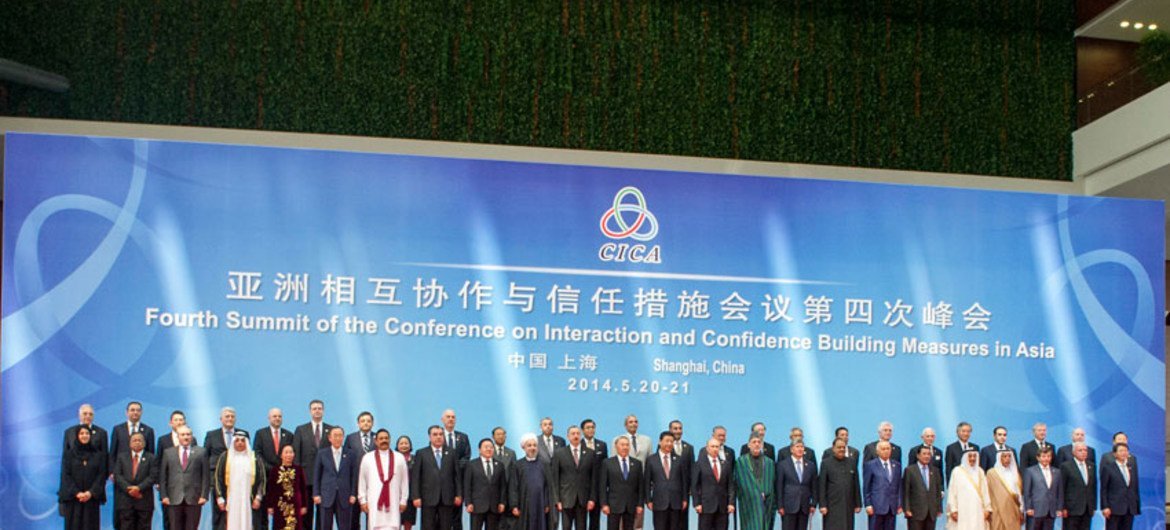 في شنغهاي الصين، 21 مايو 2014 ، الرئيس الصيني يرحب بالمجتمعين في مؤتمر التفاعل وتدابير بناء الثقة في آسيا - صور الأمم المتحدة / مارك جارتن
