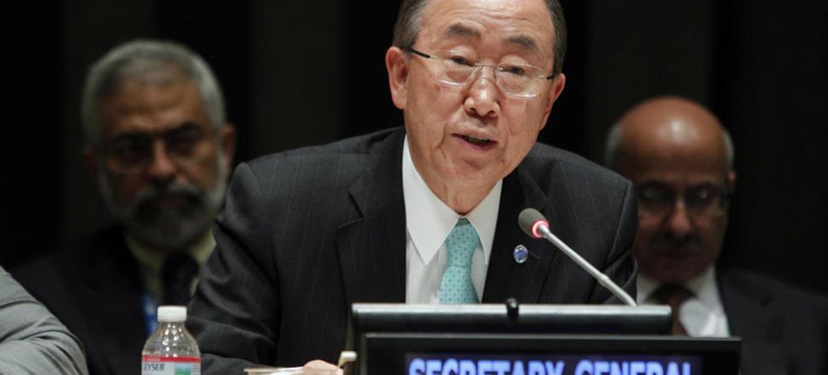 Secretary-General Ban Ki-moon addresses the opening session of the 2014 Economic and Social Council Youth Forum.