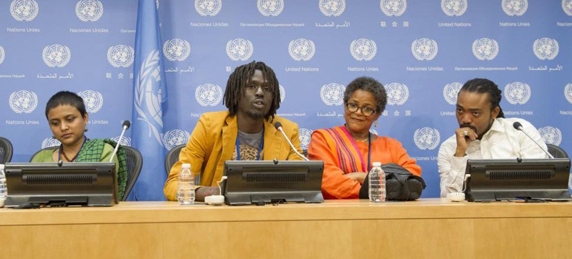 Artistas participantes en el concierto en la ONU para promover los Objetivos de Desarrollo post2015  Foto. ONU/Eskinder Debebe
